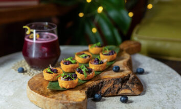 Duck Confit canapés with Silver Valley Farms blueberries